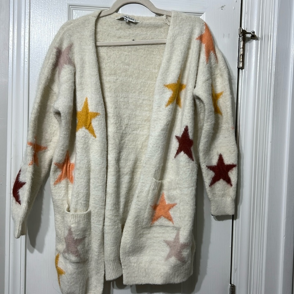 Cream and Colored Stars Cardigan